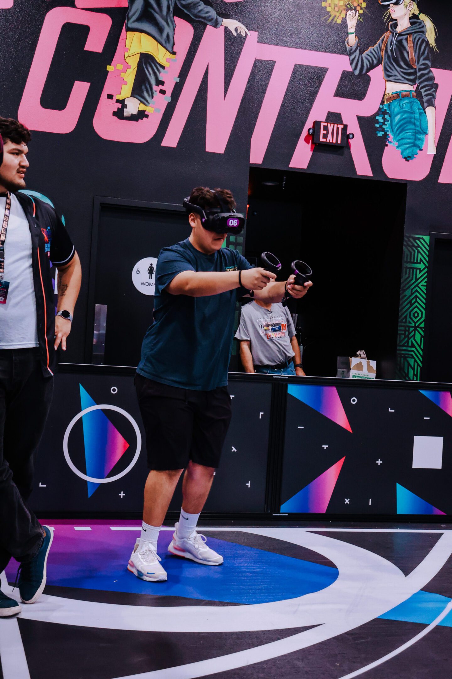 Person playing virtual reality game