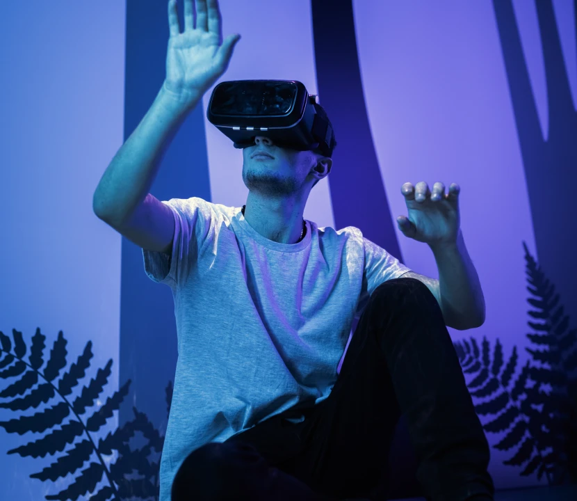 Man exploring VR environment