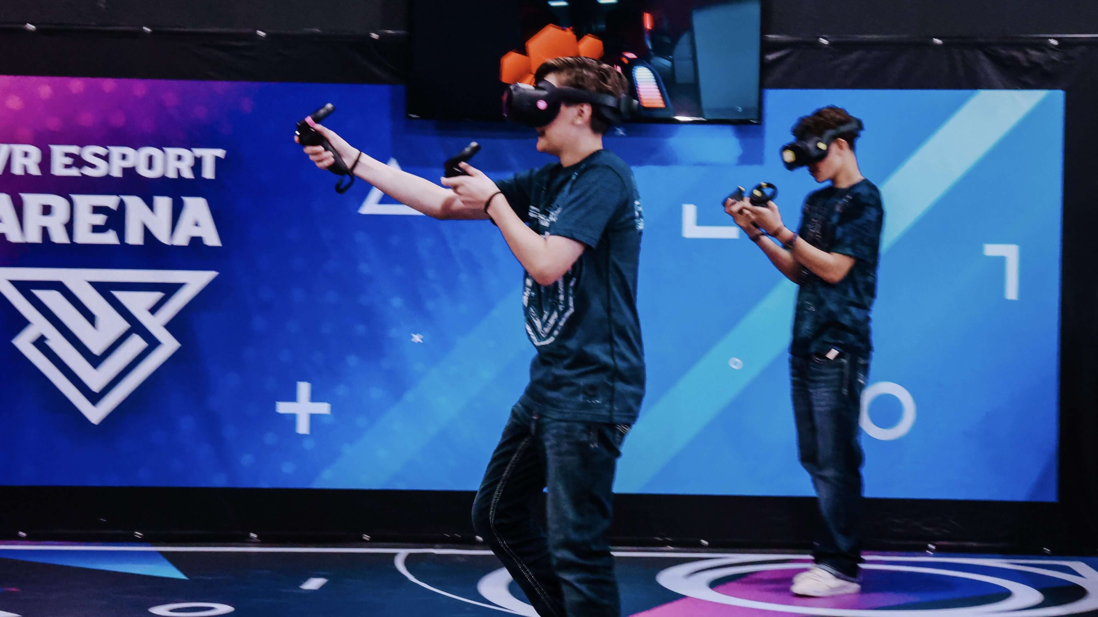 Two players in virtual reality arena